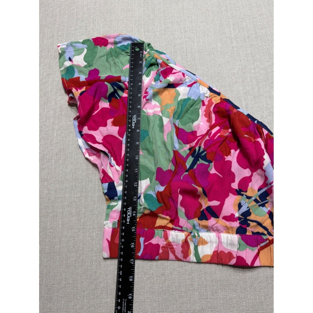 BB Dakota Steve Madden Womens One Shoulder Floral Crop Top Multi Pink Green M - Picture 4 of 7